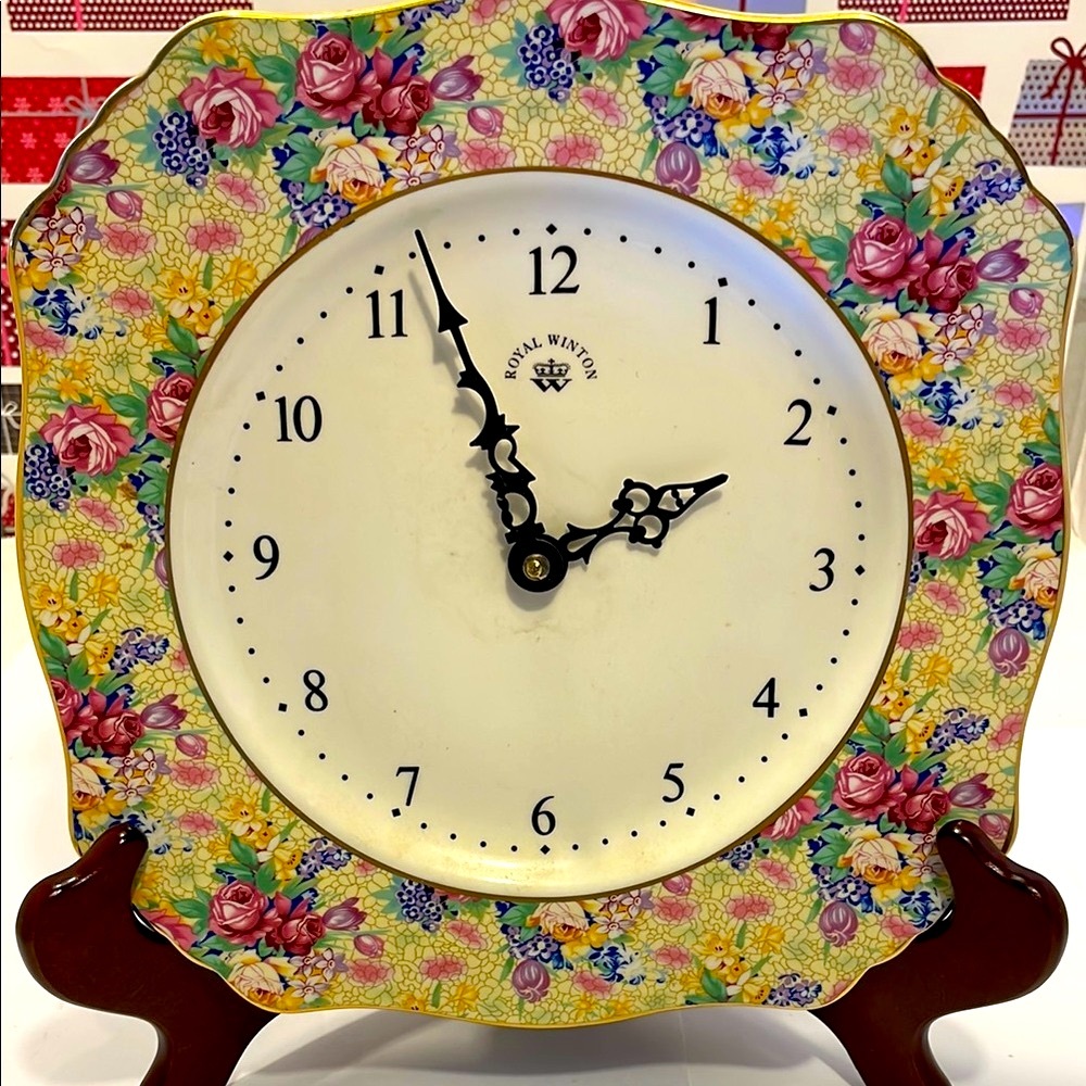 Vintage Royal Winton Floral Wall Clock - Multicolor - Picture 3 of 16